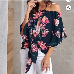SHEIN | Floral Off-Shoulder Bell Sleeve Top